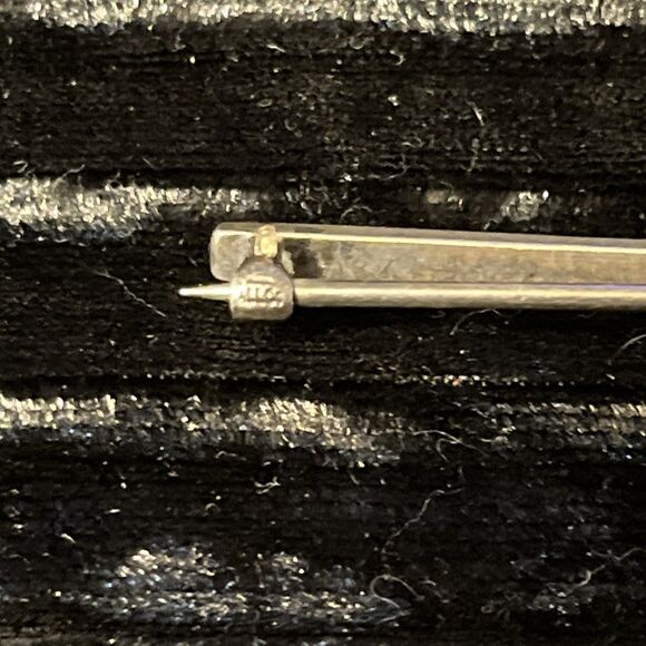 Antique Art Deco Sterling Allco Pink Enamel Rhinestone Bar Pin Brooch - Picture 5 of 8